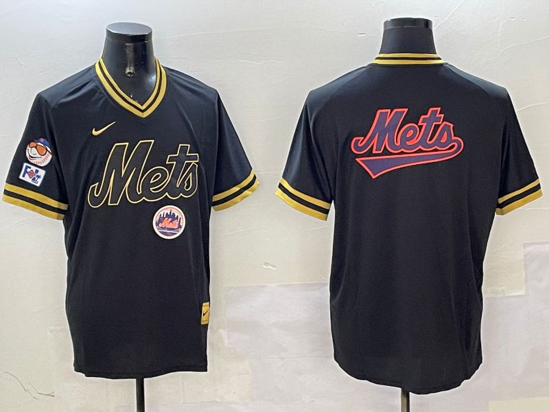 Men New York Mets Blank Black Gold Game 2025 Nike MLB Jersey style 3254